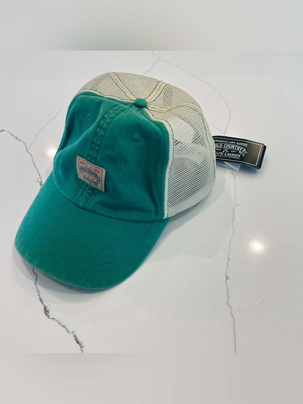Polo Country Ralph Lauren Trucker Hat Twill Cotton Mesh Ball Cap Green NWT